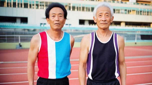 陸上競技を楽しむ中年・シニア男性16 陸上競技を楽しむ中年・シニア男性16の写真