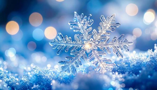 光に輝く雪の結晶 光に輝く雪の結晶の写真