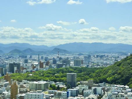 香川県高松市内陸部の俯瞰 高松市,地方都市,都市の写真素材