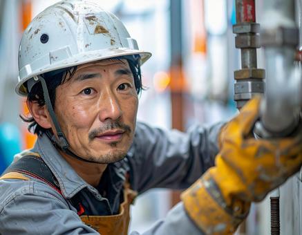 配管工事をする人 配管工事をする人の写真