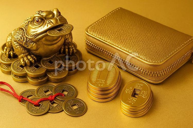 金運アップ！金色のカエル・風水・縁起物 金運,カエル,金色の写真素材