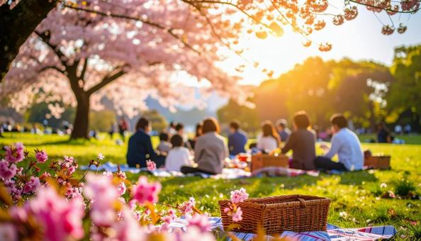 桜の下でピクニック 桜の下でピクニックの写真