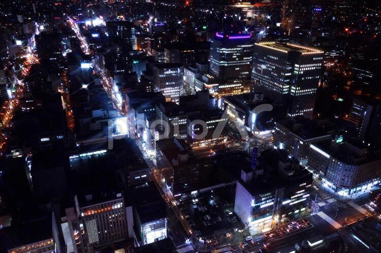 美しい札幌の夜景 2月,あかり,かがやくの写真素材