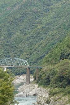 徳島県-大歩危-鉄橋と吉野川 大歩危,吉野川,天然記念物の写真素材
