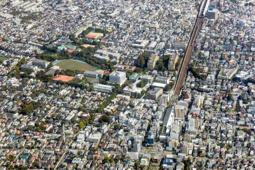 東京都世田谷区成城付近を空撮 空撮,成城,世田谷区の写真素材
