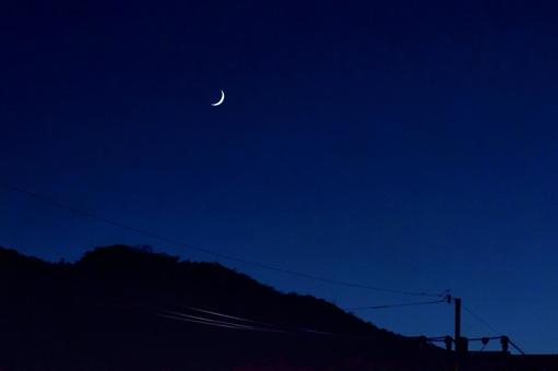 夜空 三日月 夜空 三日月 夜空,三日月,空の写真素材