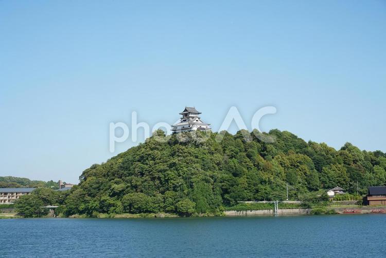犬山城（木曽川対岸から） 城,犬山城,空の写真素材