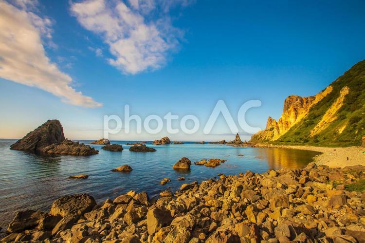 北海道　島武意海岸の風景 島武意海岸,海,北海道の写真素材