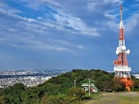 湘南平から眺める湘南の街並みと電波塔 湘南平,電波塔,鉄塔の写真素材