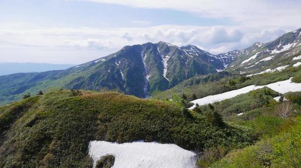 観光新道から見る白山釈迦岳 観光新道から見る白山釈迦岳 白山,白山釈迦岳,観光新道の写真素材