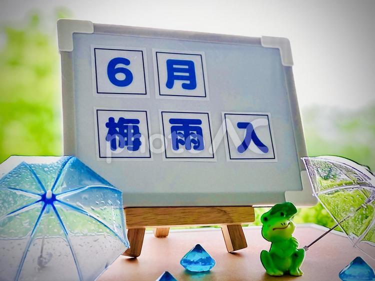 6月梅雨入りイメージボード 梅雨,梅雨入り,6月の写真素材
