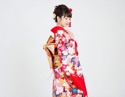 成人式 女性 赤い 着物 成人式 女性 赤い 着物の写真