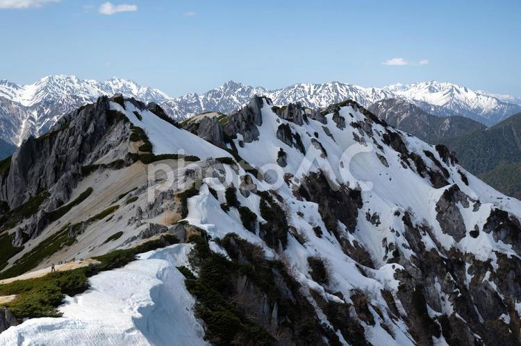 燕岳山頂から北を眺める 燕岳,山頂,頂上の写真素材