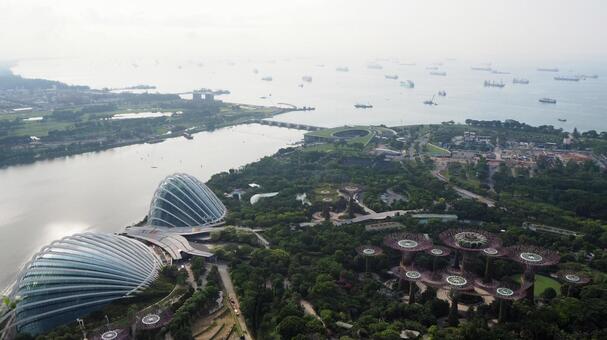 マリーナベイサンズからの眺め シンガポール,シンガポール旅行,アジア旅行の写真素材