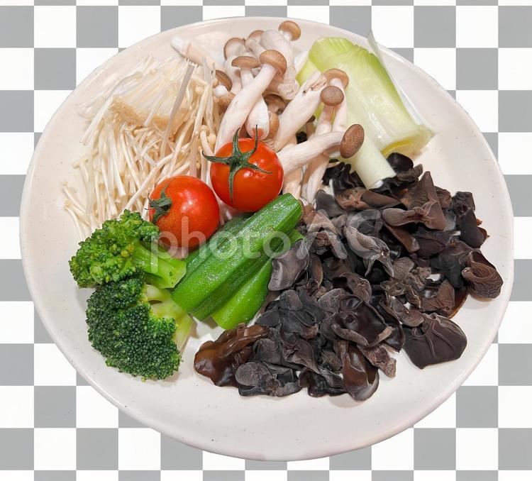 【切り抜きPSD】野菜盛り合わせ 野菜,きのこ,食材の写真素材