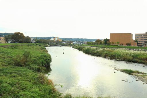瑞浪市の川 田舎,川,岐阜県の写真素材