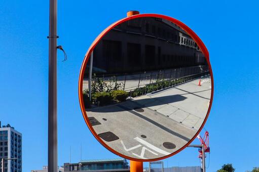 カーブミラー カーブミラー,ミラー,確認の写真素材