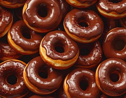 チョコドーナツを敷き詰めた背景素材 2 チョコドーナツを敷き詰めた背景素材 2の写真