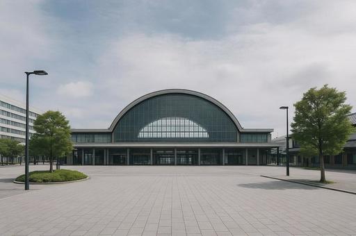 駅前の整備された広場 駅前の整備された広場の写真