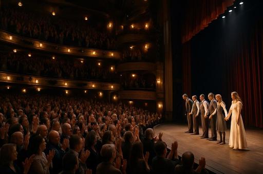 舞台で迎える拍手喝采の瞬間 舞台で迎える拍手喝采の瞬間の写真