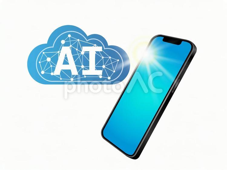 AI文字とスマートフォン　２ スマートフォン,スマホ,aiの写真素材
