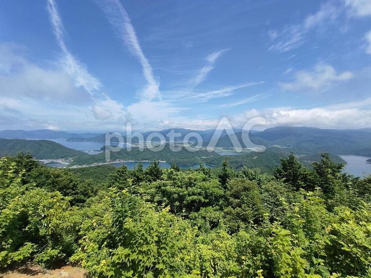 空の絶景：三方五湖レインボーライン 三方五湖,レインボーライン,福井県の写真素材