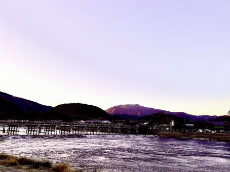 晩秋の嵐山 渡月橋,嵐山,京都の写真素材