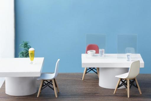 カフェ　オフィス デスク,カフェ,デスクパーテーションの写真素材