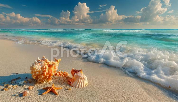 熱帯の静かなビーチと打ち寄せる波 ビーチ,海,砂浜の写真素材
