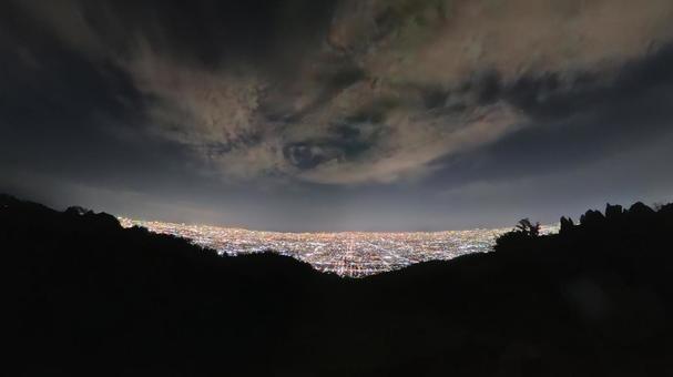 夜景（奈良・大阪生駒山ぼくらの広場） 街並み,きれい,デートスポットの写真素材