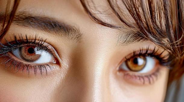 アイラインとまつ毛が印象的な女性の瞳の写真