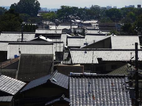 光る瓦屋根 光る瓦屋根の写真