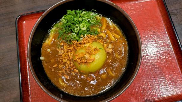タマネギ1個丸ごとカレーうどん タマネギ1個丸ごとカレーうどん タマネギ,カレーうどん,うどんの写真素材