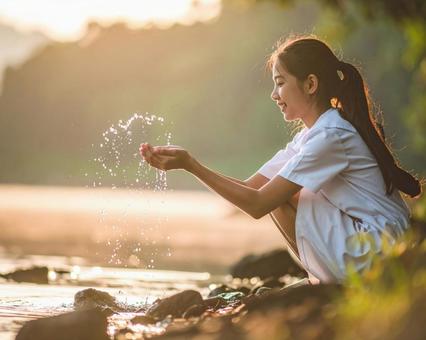 水しぶきをあげるの写真
