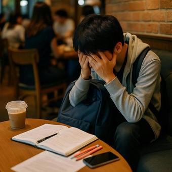 勉強に疲れた学生 勉強に疲れた学生の写真