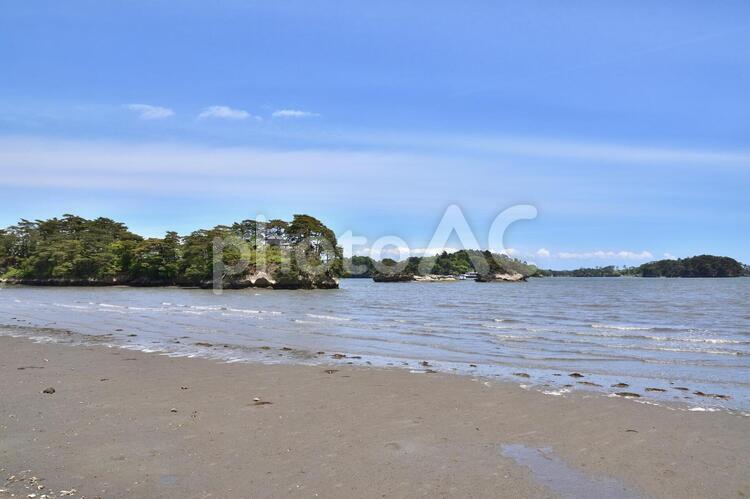 宮城県　奥松島　春　１ 奥松島,島,海の写真素材