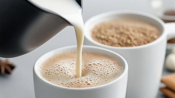 ミルクを注ぐカフェオレ、カフェラテ ミルクを注ぐカフェオレ、カフェラテの写真