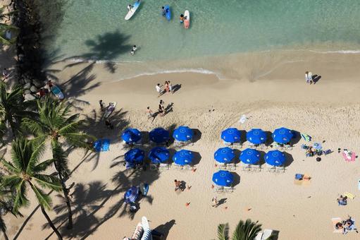 Blue umbrella on the beach, JPG