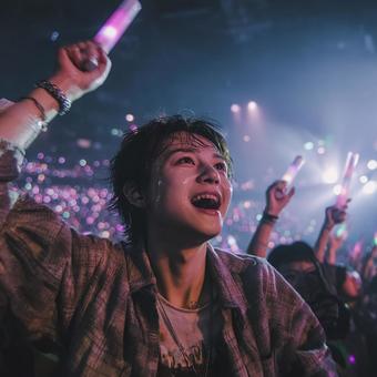 推しへの愛を叫ぶ熱気あふれるファン 推しへの愛を叫ぶ熱気あふれるファンの写真