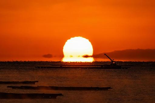 ダルマ朝日 朝日,ダルマ朝日,日の出の写真素材