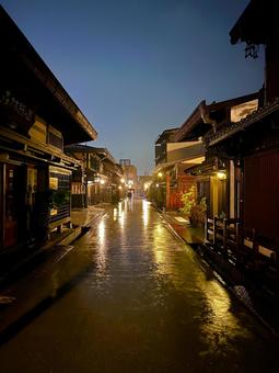 高山の街並み 夜景,高山,町並みの写真素材