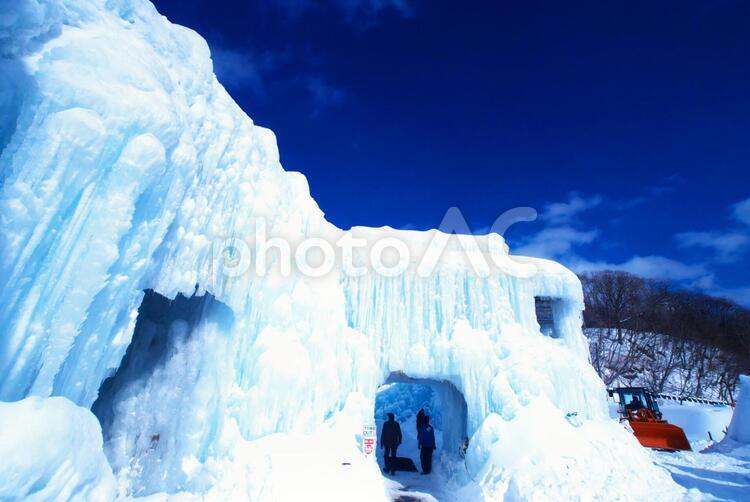 厳冬の支笏湖氷濤まつり 支笏湖氷濤まつり,屋外,白の写真素材