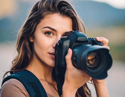 春の風景を撮影するカメラ女子 春の風景を撮影するカメラ女子の写真