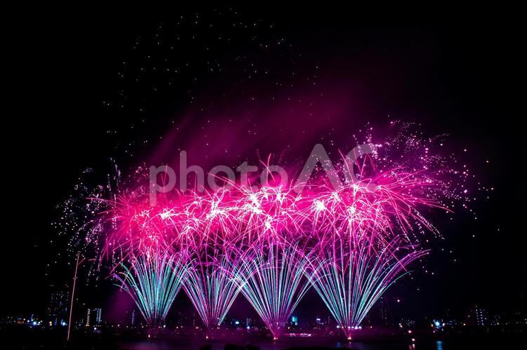 花火大会-3 花火,夏,足立区の写真素材