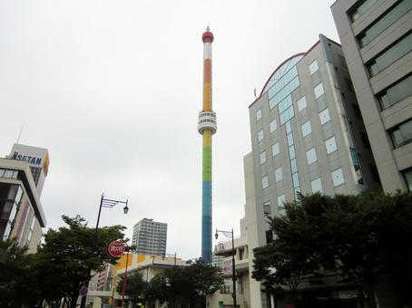 Photo, rainbow tower, townscape, distance, 