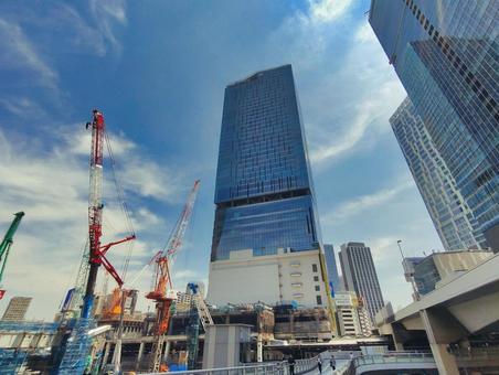 Photo, shibuya station, in front of the station, bus terminal, 