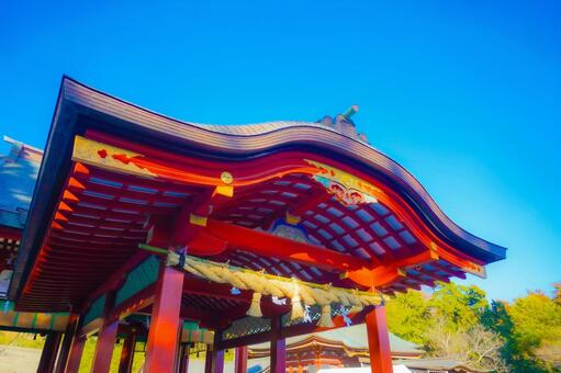 鎌倉神社の楼門 神社,楼門,朱色の写真素材