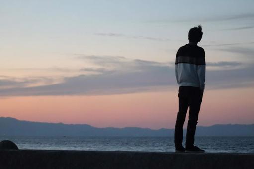 海と男性 海と男性の写真