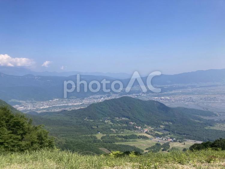 山の上から見下ろす夏の風景 自然,山,トレッキングの写真素材