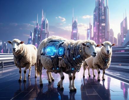 未年フォト・未来都市に羊の群 未年フォト・未来都市に羊の群の写真